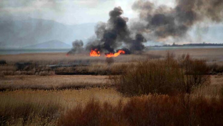 Beyşehir Gölü Ulusal Parkı’nda Sazlık Yangını
