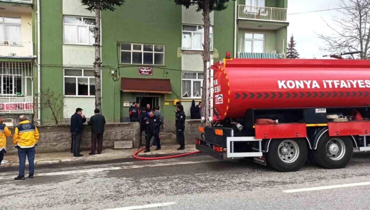 Konya’da üç katlı binada çıkan yangında 4 kişi yaralandı